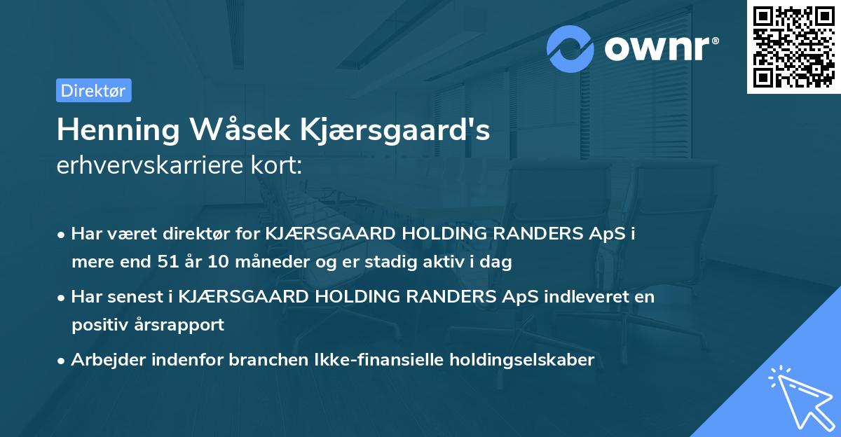Henning Wåsek Kjærsgaard's erhvervskarriere kort