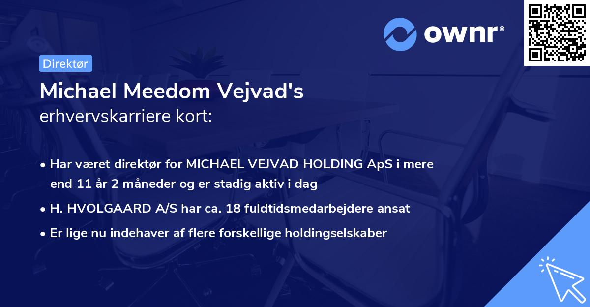 Michael Meedom Vejvad's erhvervskarriere kort