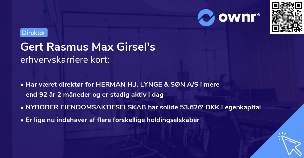 Gert Rasmus Max Girsel's erhvervskarriere kort