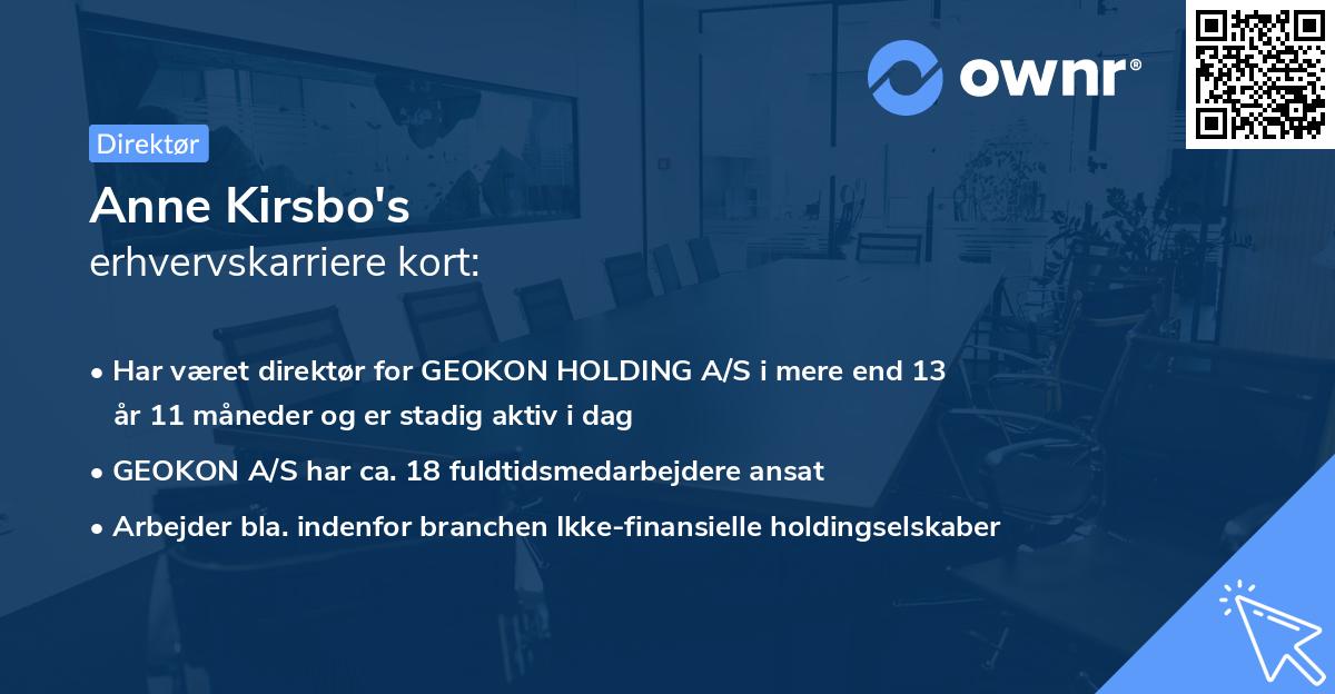 Anne Kirsbo's erhvervskarriere kort