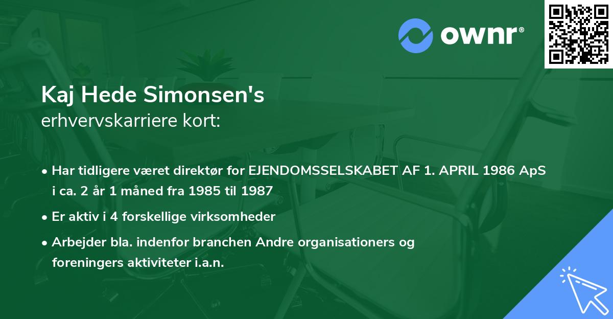 Kaj Hede Simonsen's erhvervskarriere kort