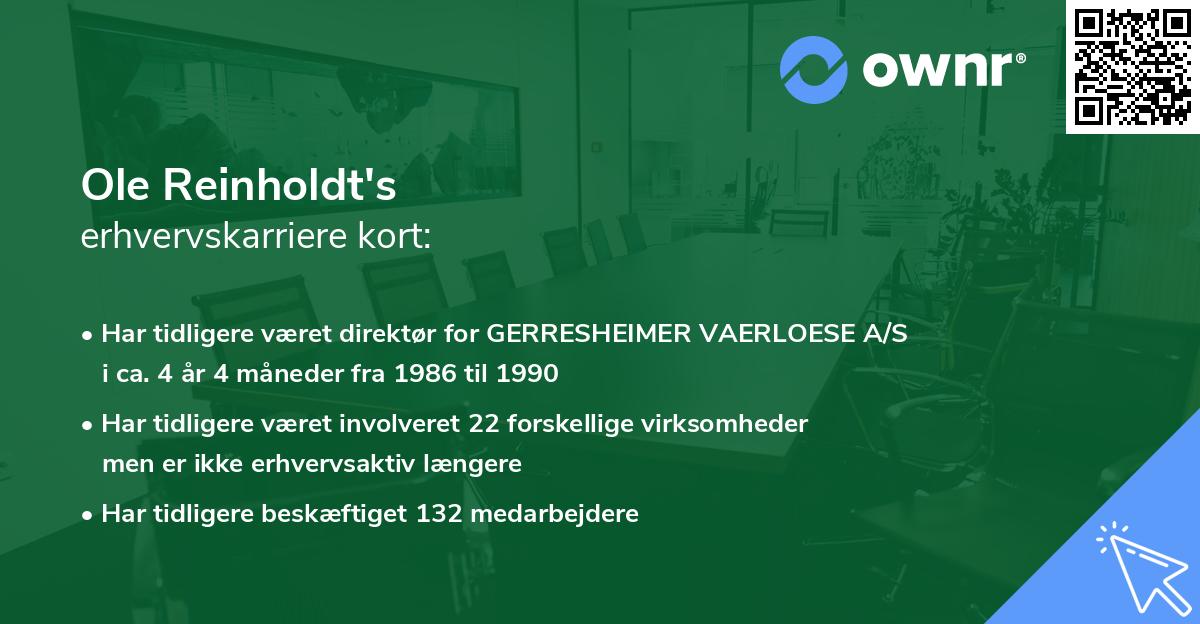 Ole Reinholdt's erhvervskarriere kort