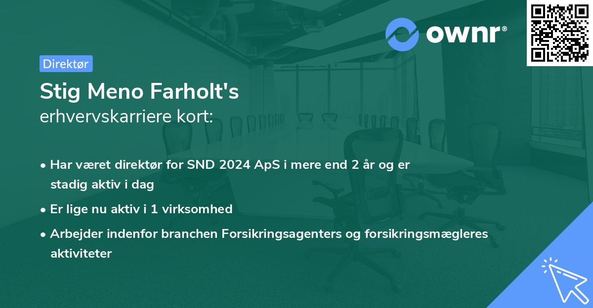 Stig Meno Farholt's erhvervskarriere kort
