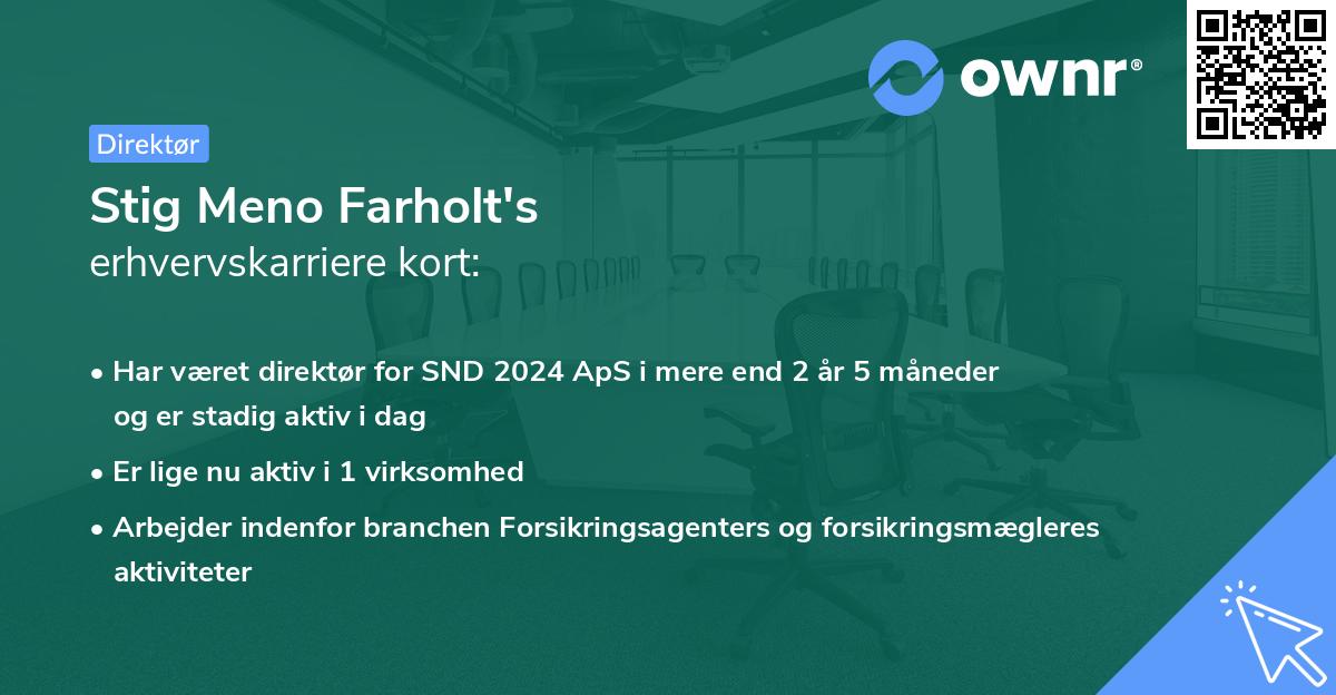 Stig Meno Farholt's erhvervskarriere kort