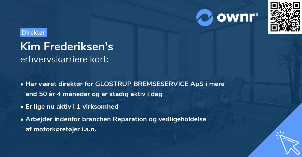 Kim Frederiksen's erhvervskarriere kort