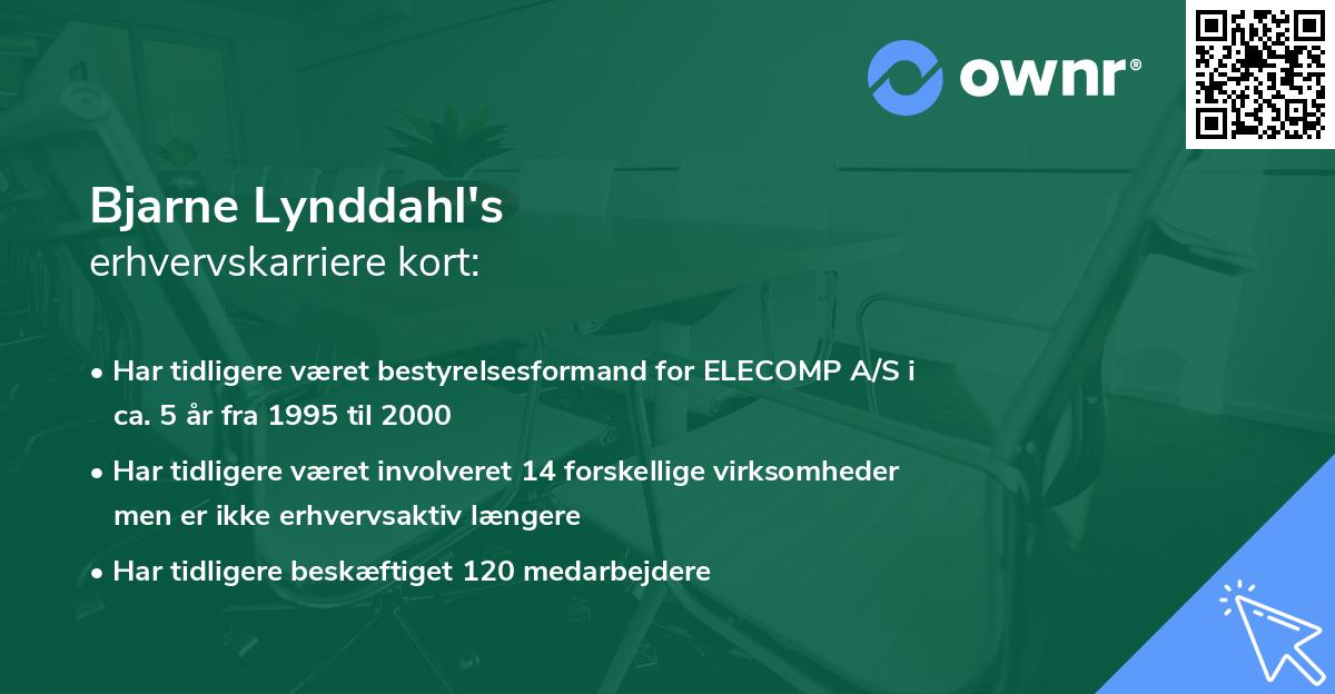 Bjarne Lynddahl's erhvervskarriere kort