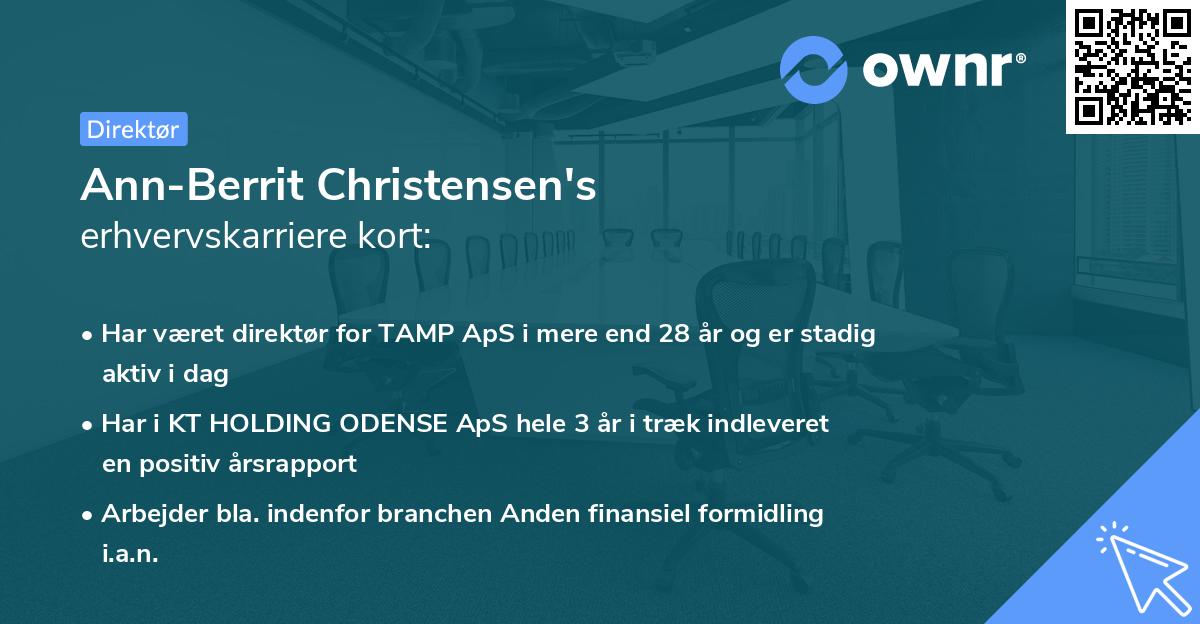 Ann-Berrit Christensen's erhvervskarriere kort