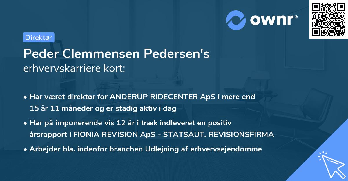 Peder Clemmensen Pedersen's erhvervskarriere kort