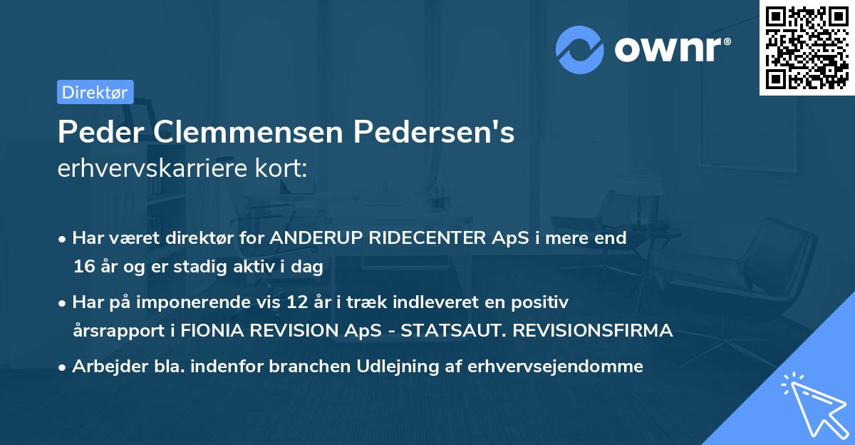 Peder Clemmensen Pedersen's erhvervskarriere kort