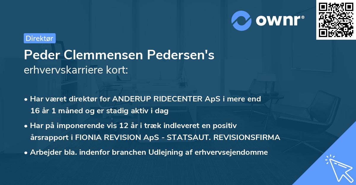 Peder Clemmensen Pedersen's erhvervskarriere kort