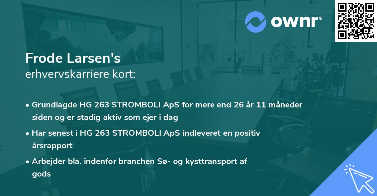 Frode Larsen's erhvervskarriere kort