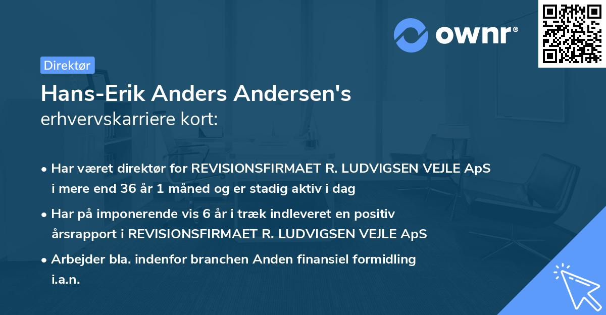 Hans-Erik Anders Andersen's erhvervskarriere kort