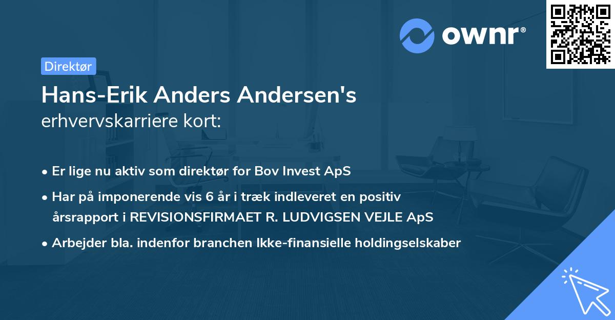 Hans-Erik Anders Andersen's erhvervskarriere kort