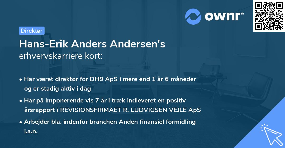 Hans-Erik Anders Andersen's erhvervskarriere kort