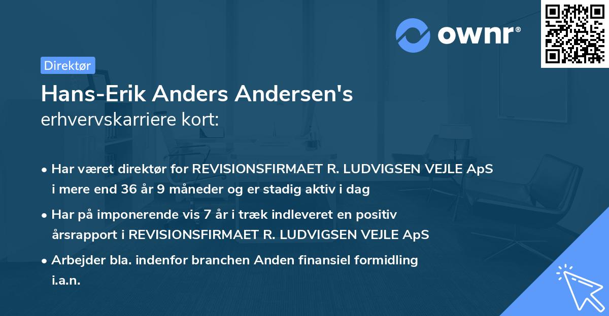 Hans-Erik Anders Andersen's erhvervskarriere kort