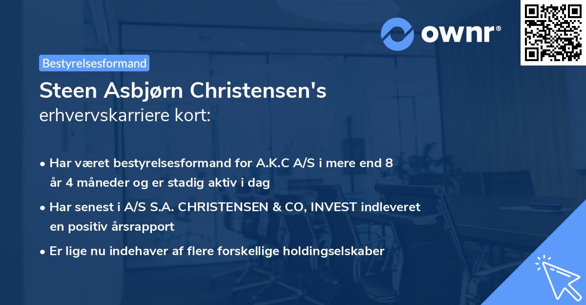 Steen Asbjørn Christensen's erhvervskarriere kort