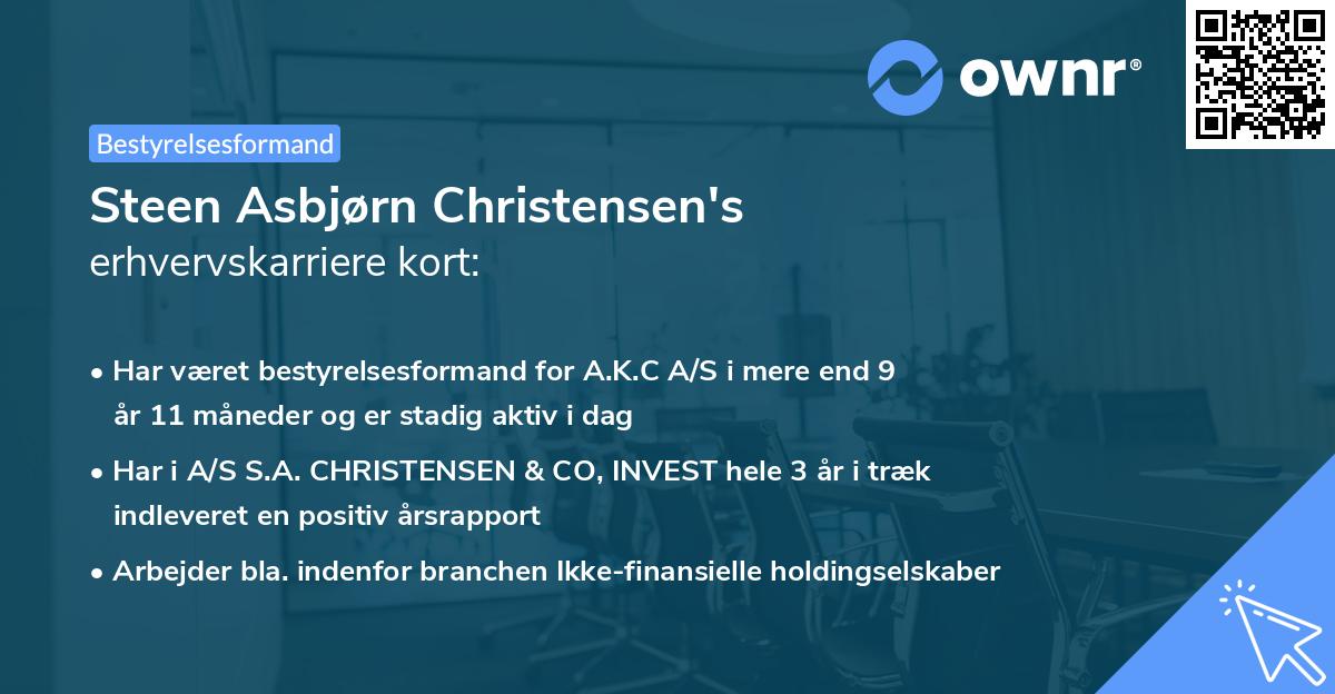 Steen Asbjørn Christensen's erhvervskarriere kort