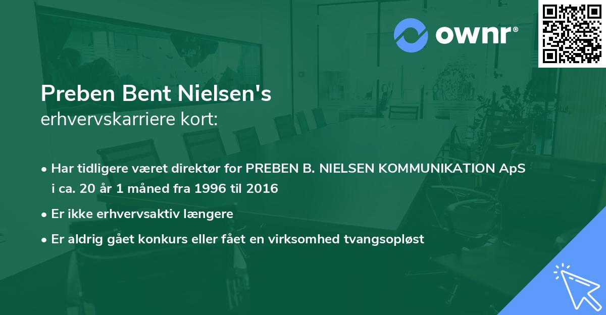 Preben Bent Nielsen's erhvervskarriere kort