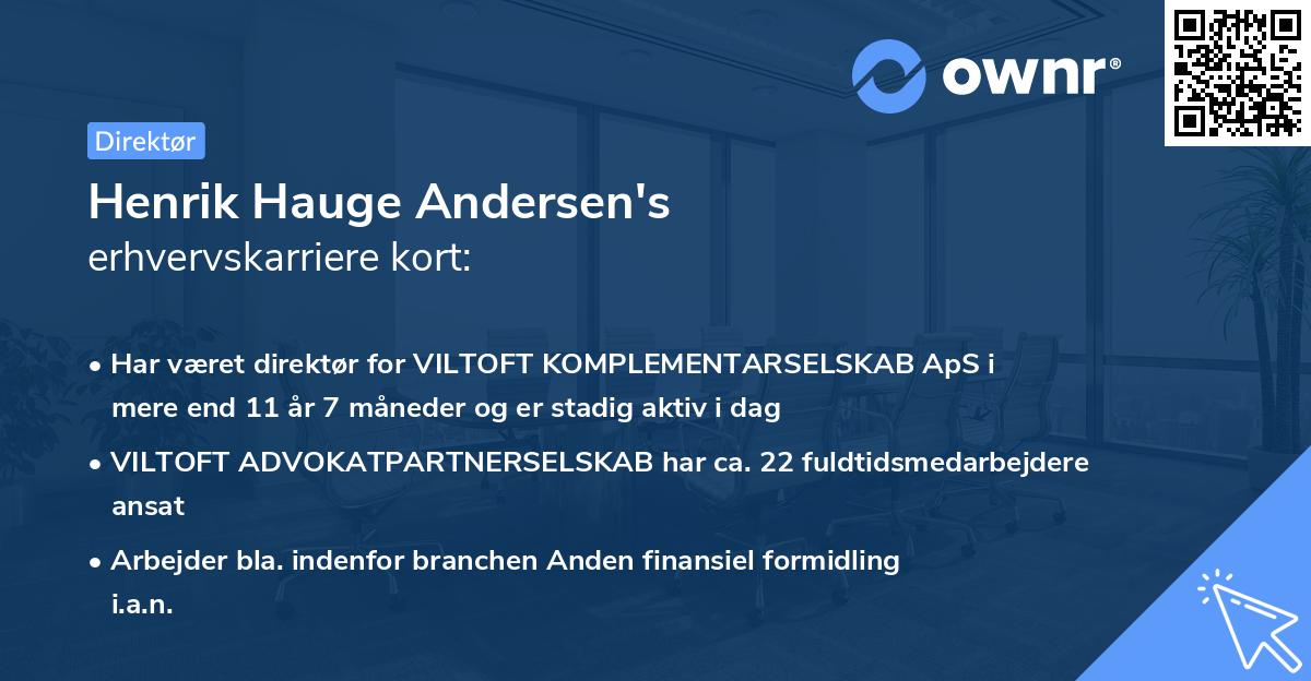 Henrik Hauge Andersen's erhvervskarriere kort