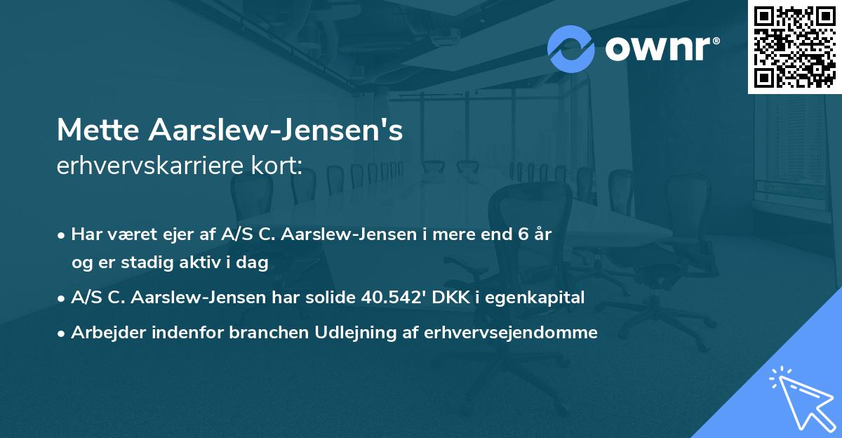 Mette Aarslew-Jensen's erhvervskarriere kort