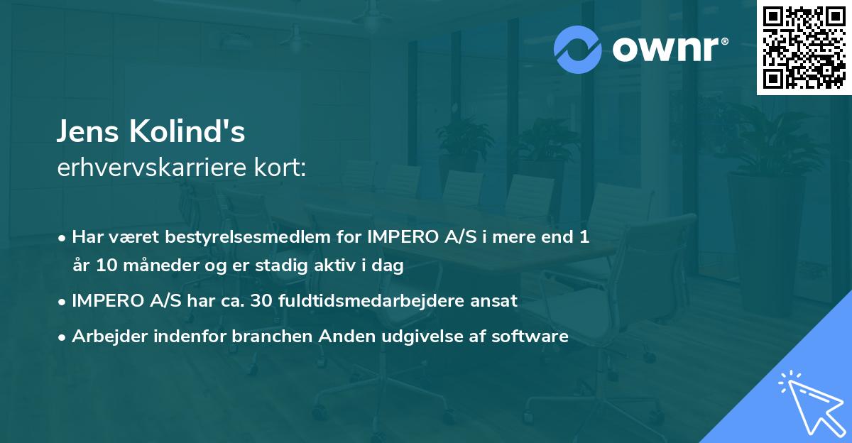 Jens Kolind's erhvervskarriere kort