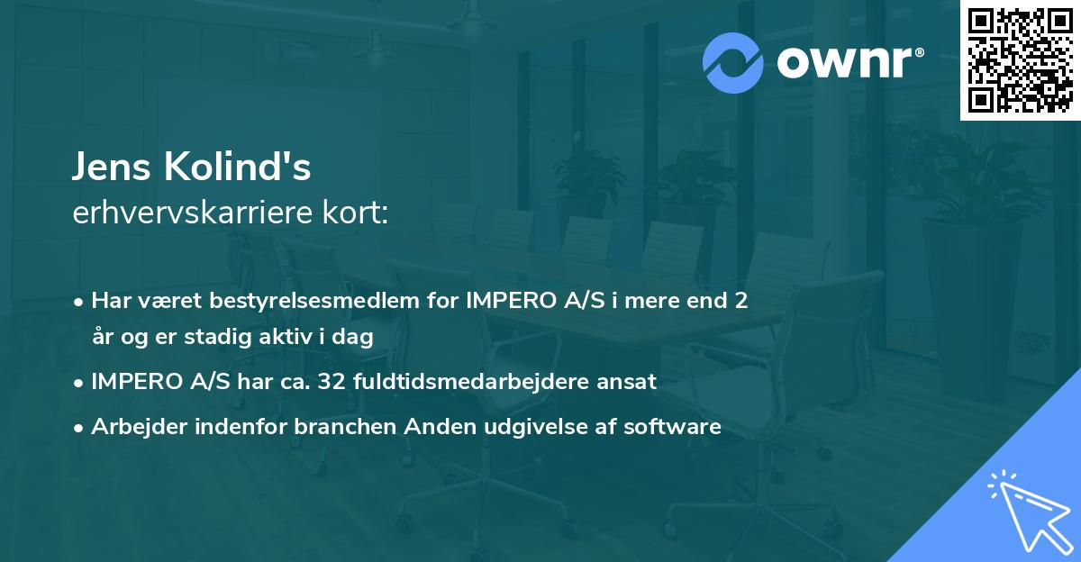 Jens Kolind's erhvervskarriere kort