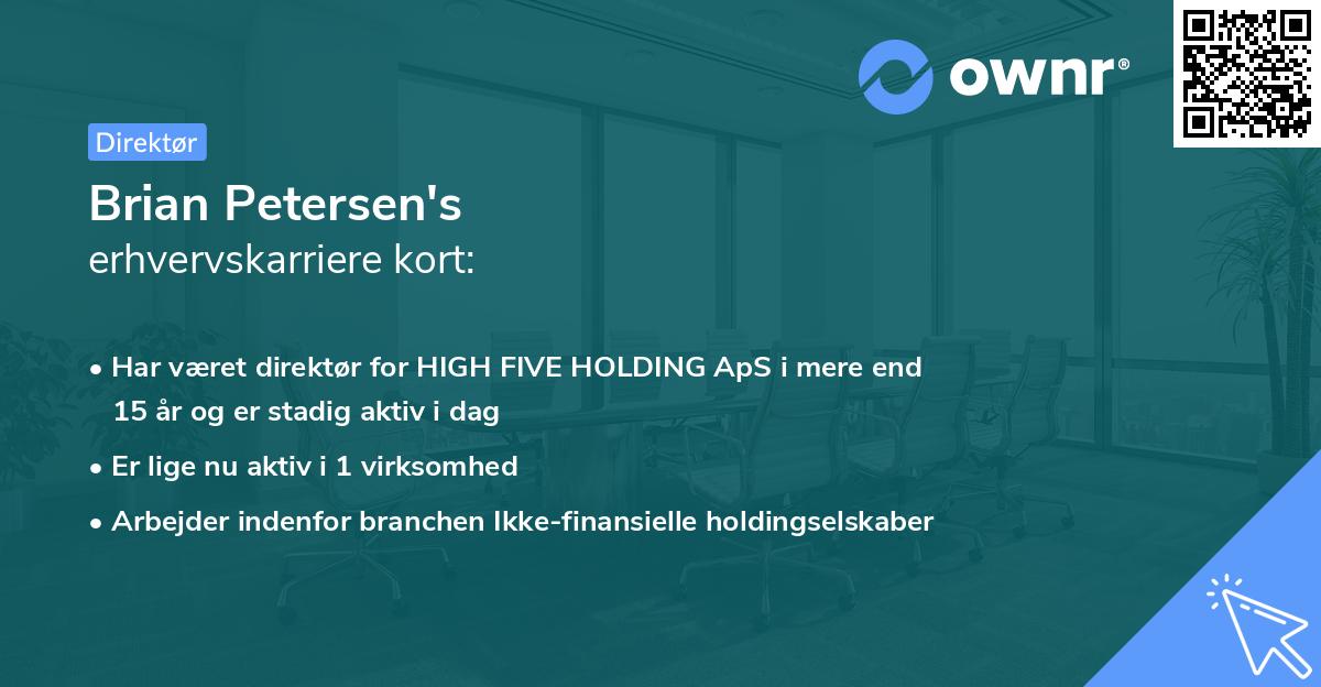 Brian Petersen's erhvervskarriere kort