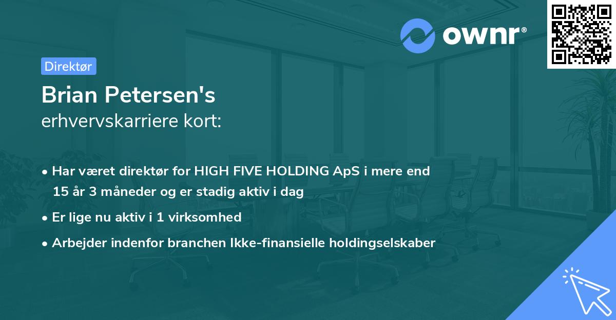 Brian Petersen's erhvervskarriere kort