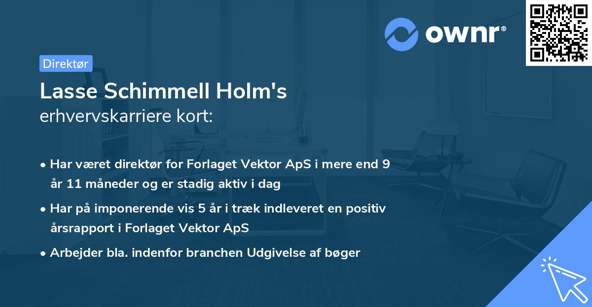Lasse Schimmell Holm's erhvervskarriere kort