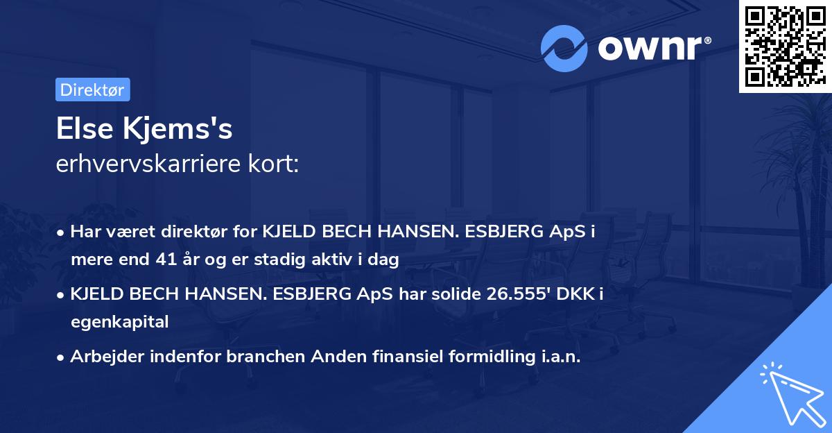 Else Kjems's erhvervskarriere kort