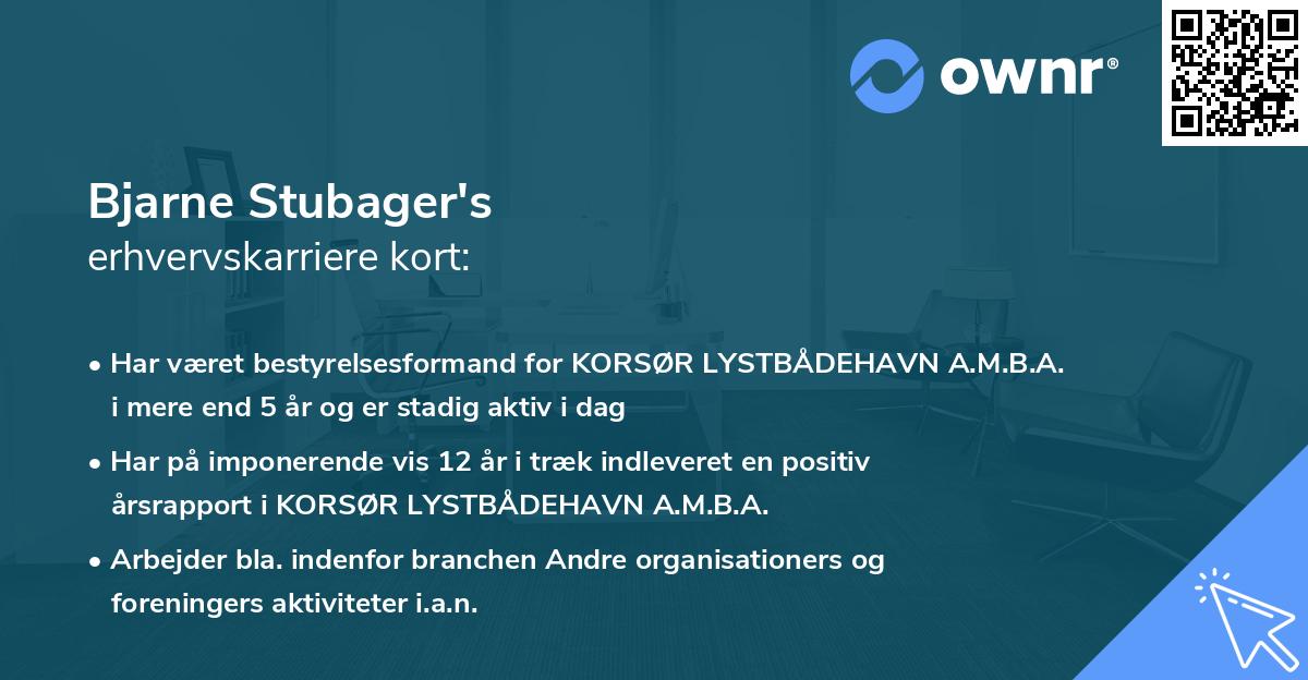 Bjarne Stubager's erhvervskarriere kort