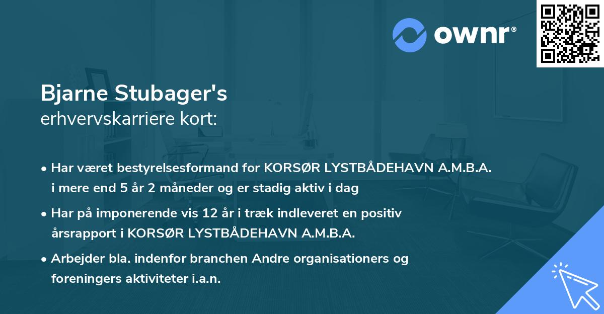 Bjarne Stubager's erhvervskarriere kort