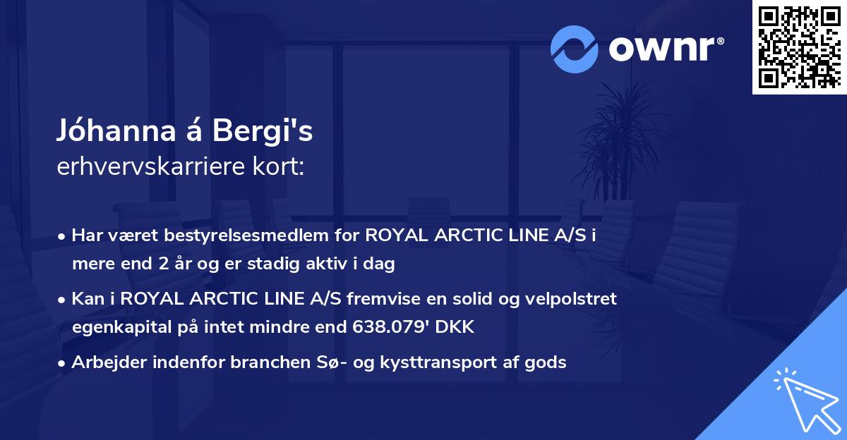 Jóhanna á Bergi's erhvervskarriere kort