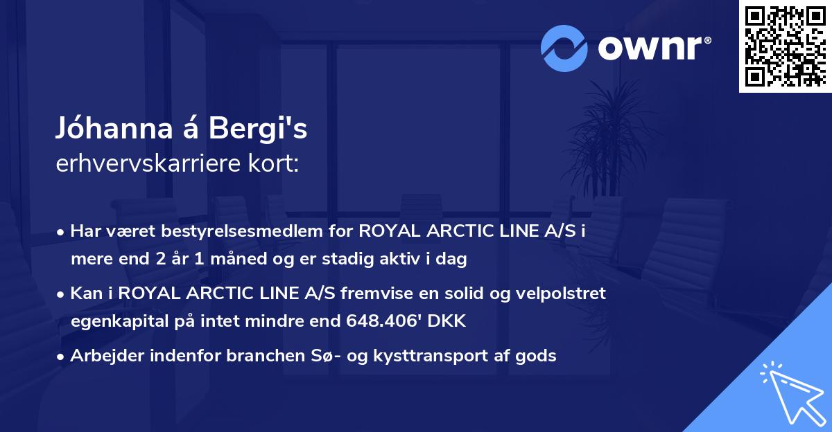 Jóhanna á Bergi's erhvervskarriere kort