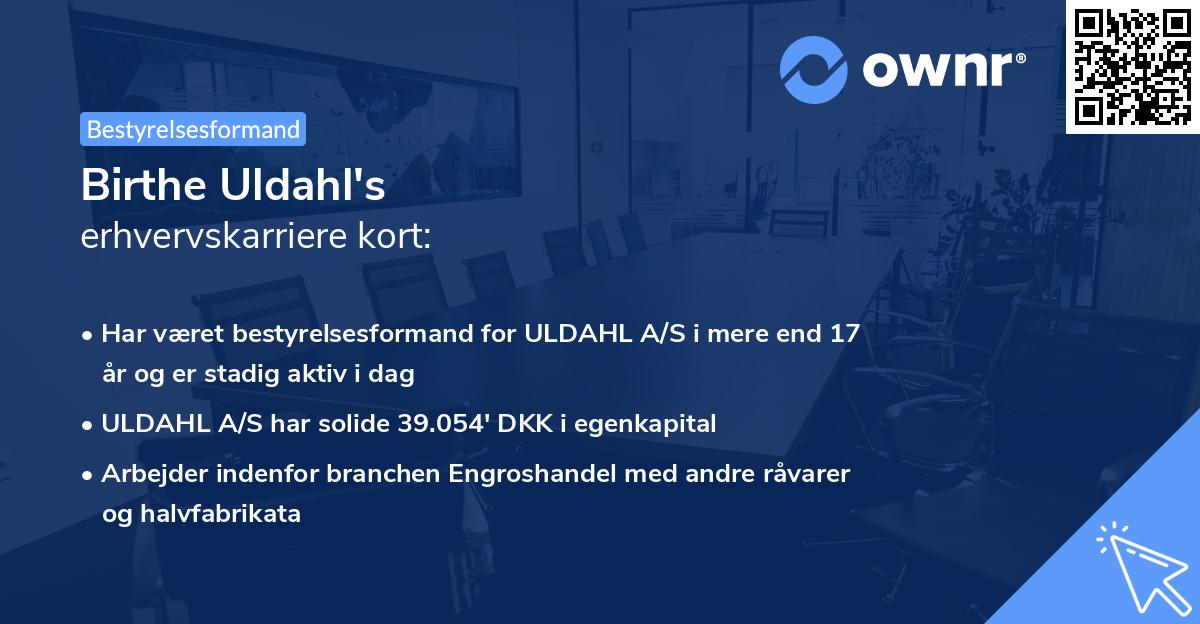 Birthe Uldahl's erhvervskarriere kort