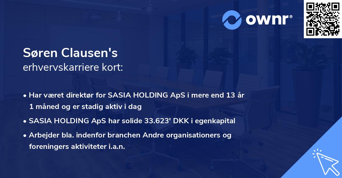 Søren Clausen's erhvervskarriere kort