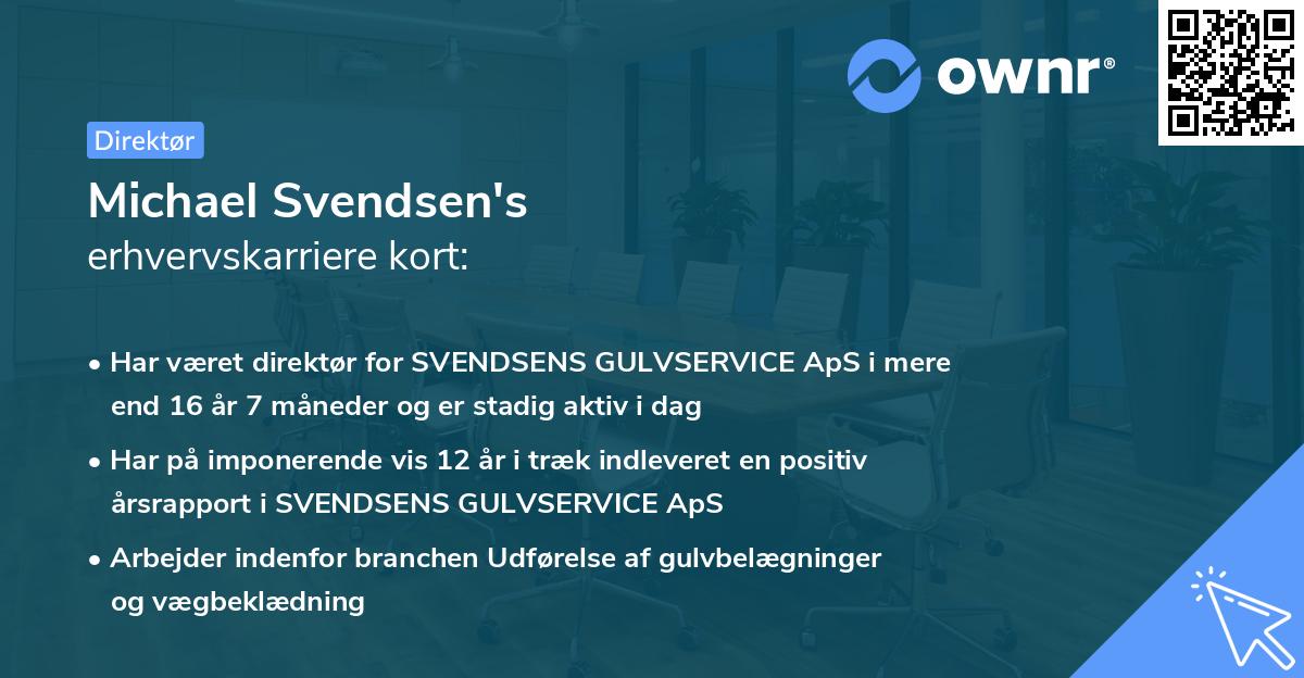 Michael Svendsen's erhvervskarriere kort