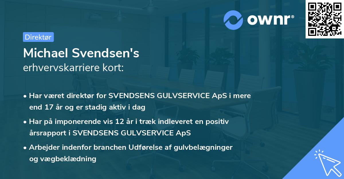 Michael Svendsen's erhvervskarriere kort