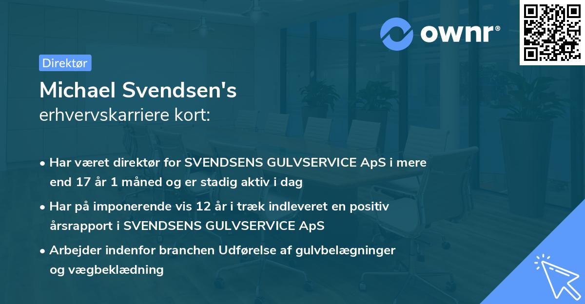 Michael Svendsen's erhvervskarriere kort