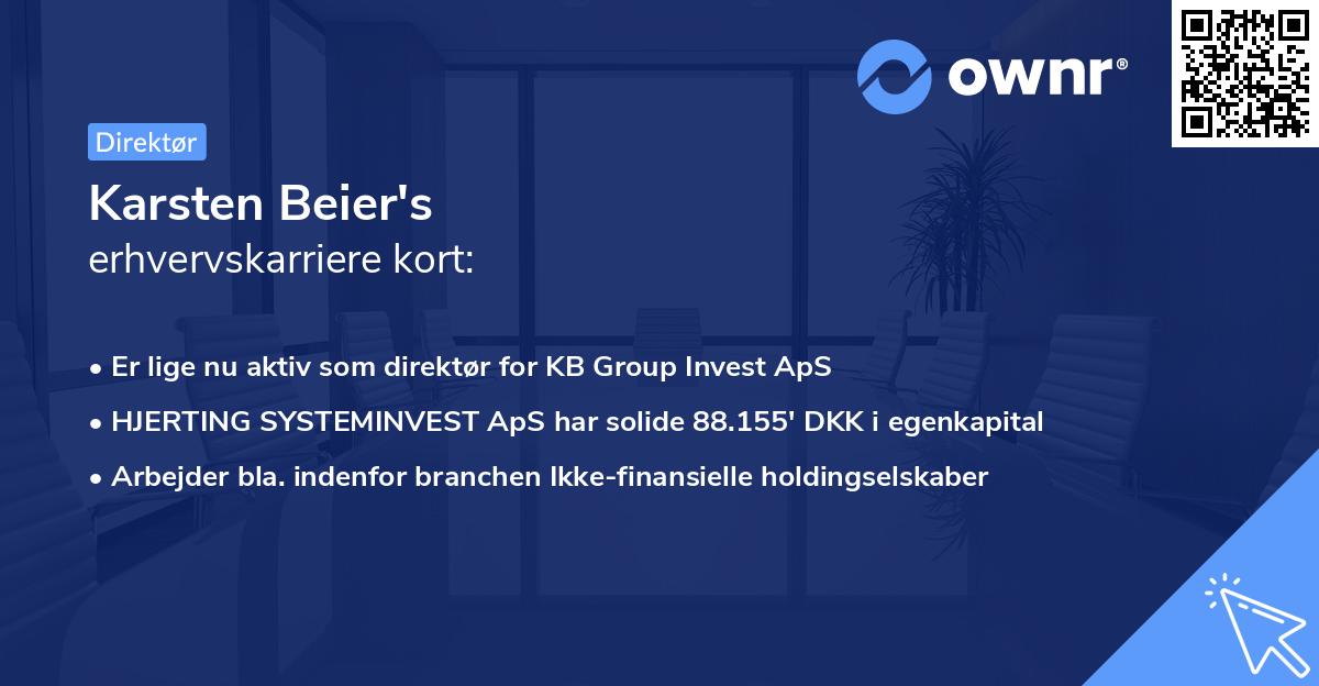 Karsten Beier's erhvervskarriere kort