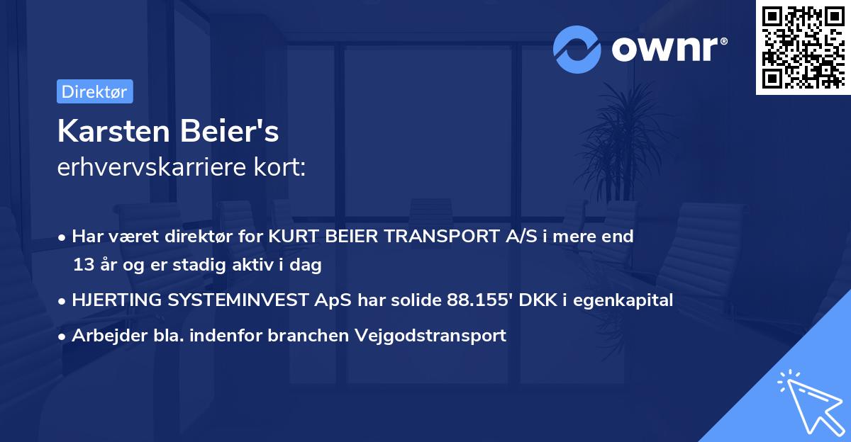 Karsten Beier's erhvervskarriere kort