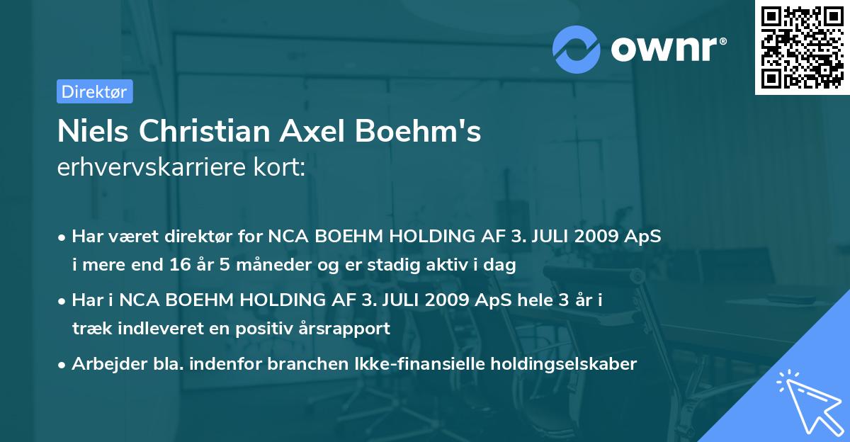 Niels Christian Axel Boehm's erhvervskarriere kort