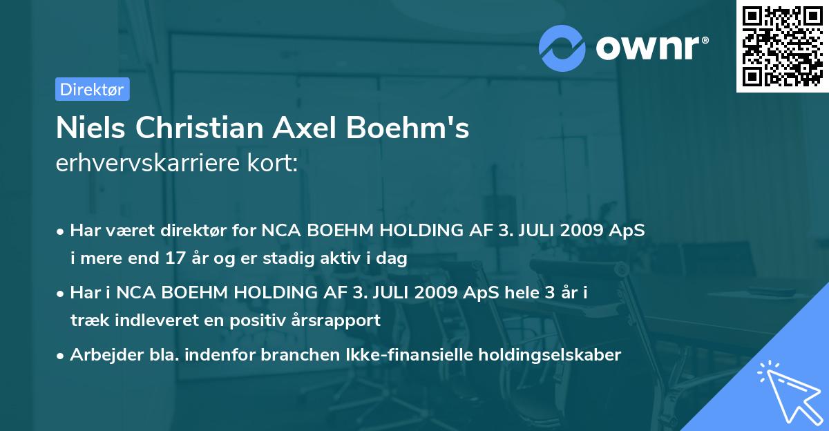 Niels Christian Axel Boehm's erhvervskarriere kort