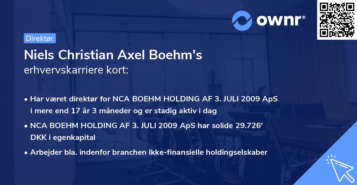 Niels Christian Axel Boehm's erhvervskarriere kort