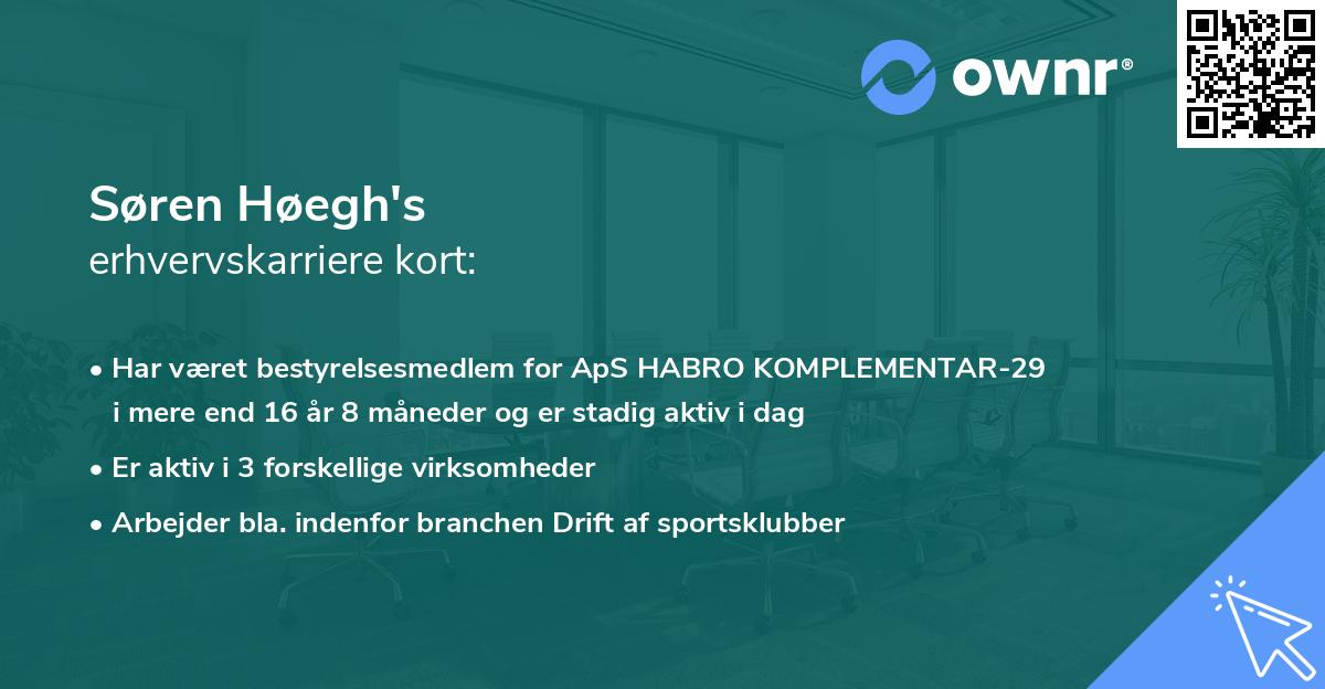 Søren Høegh's erhvervskarriere kort