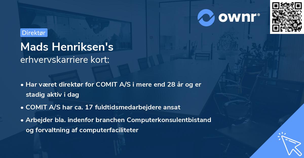 Mads Henriksen's erhvervskarriere kort