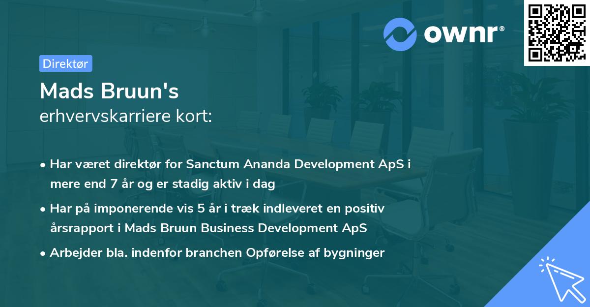Mads Bruun's erhvervskarriere kort