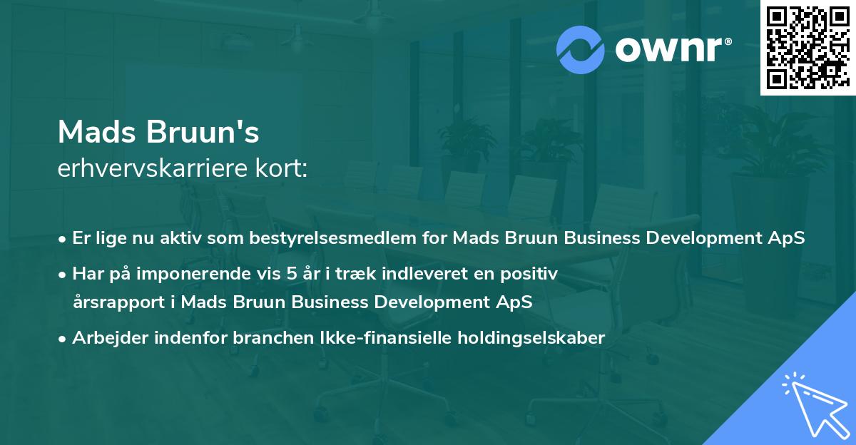 Mads Bruun's erhvervskarriere kort