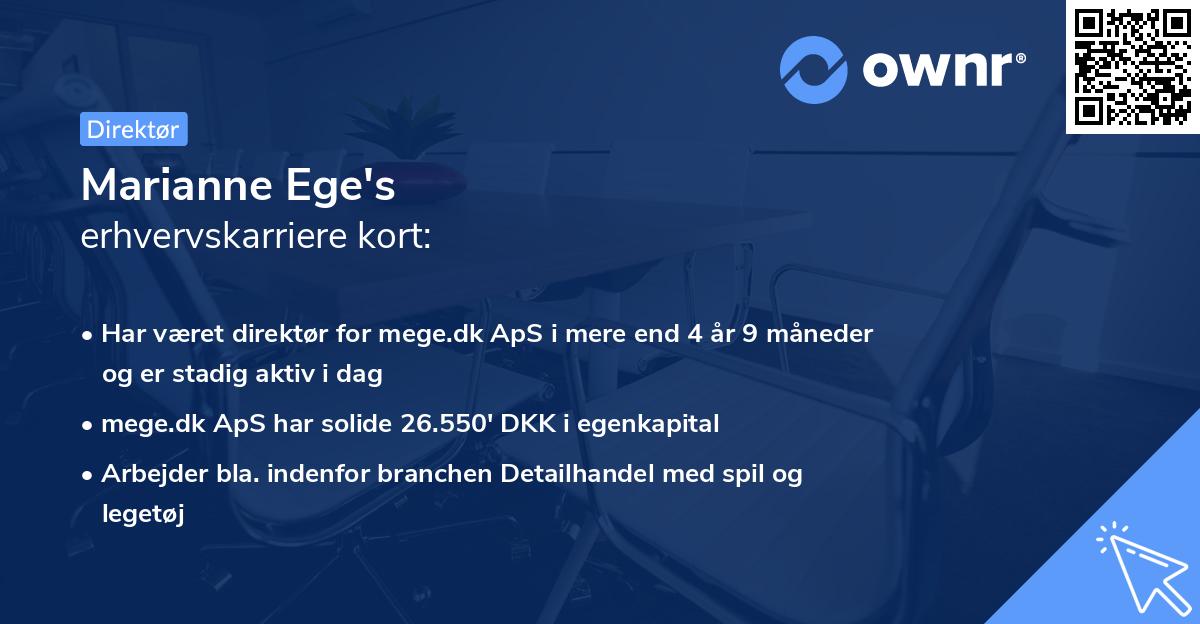 Marianne Ege's erhvervskarriere kort