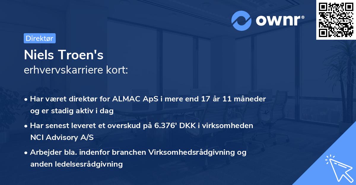 Niels Troen's erhvervskarriere kort